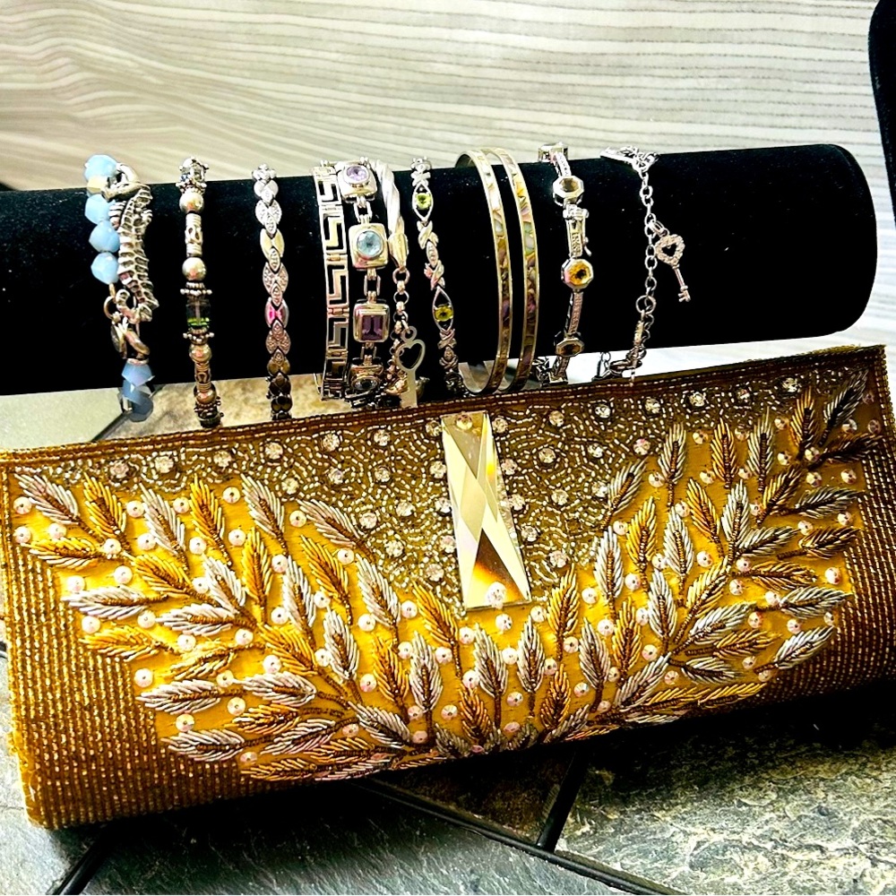 Beautiful Clutch with Gold and Silver Beadwork